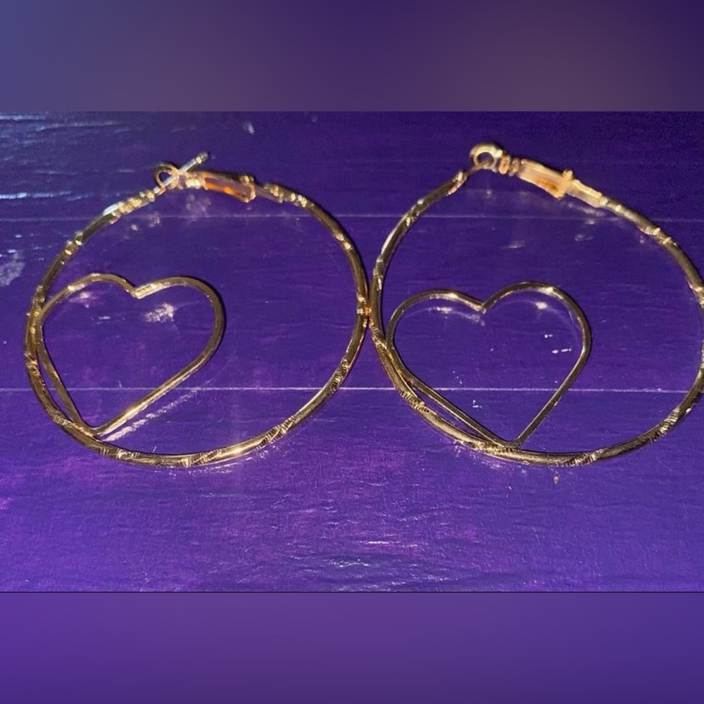 Gold Heart Hoop Earrings